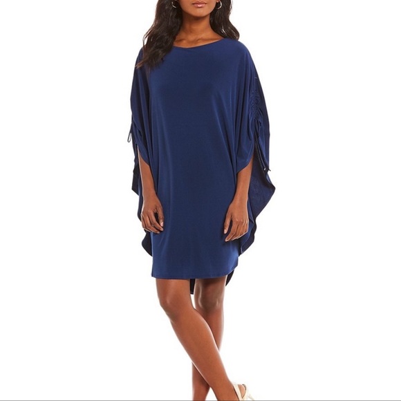 H Halston blue oversized batwing dress Medium - Picture 1 of 10